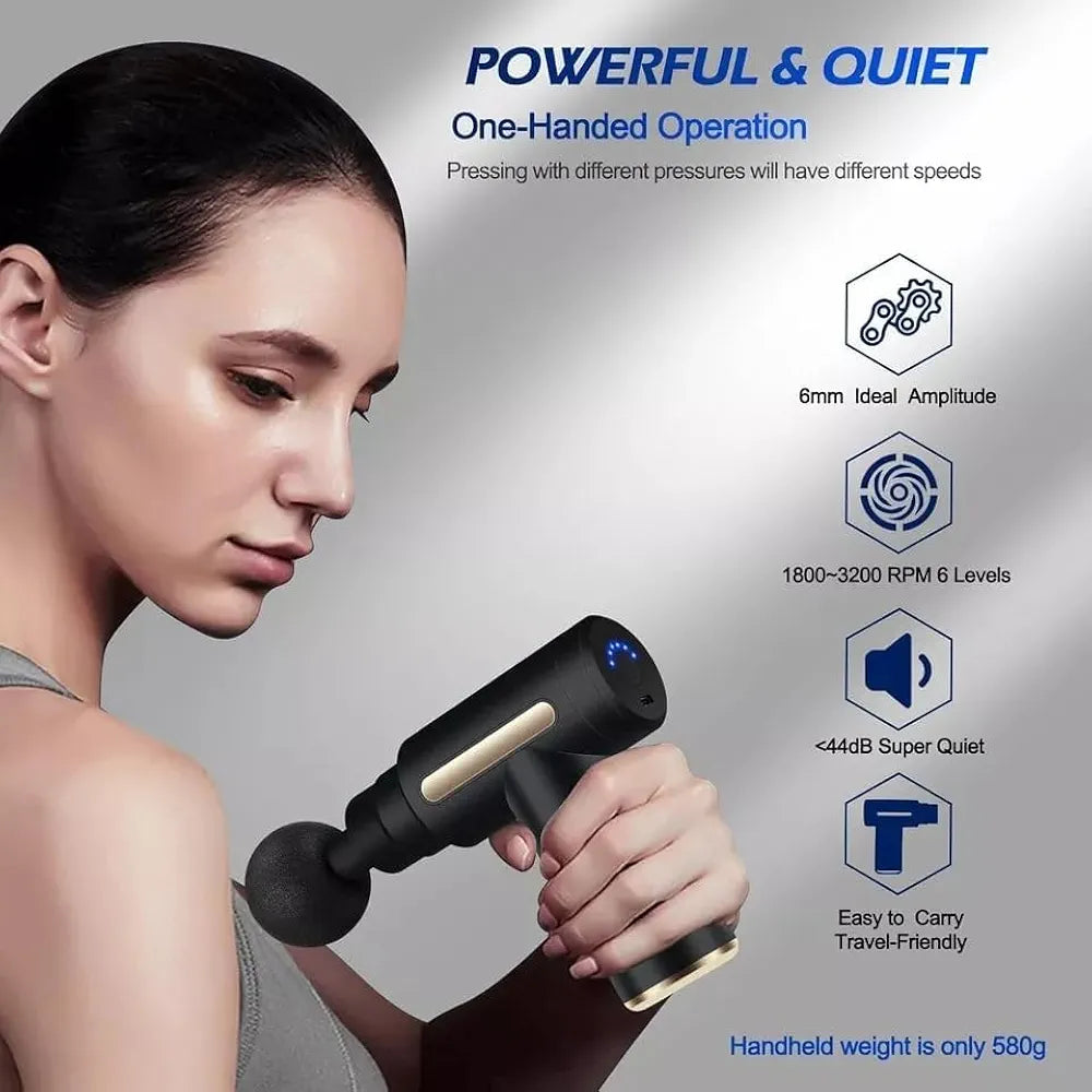Massage Gun, with 6 Speeds and 4 attachments